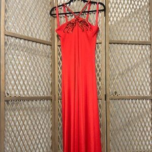 Vintage 1970s Red Maxi Dress